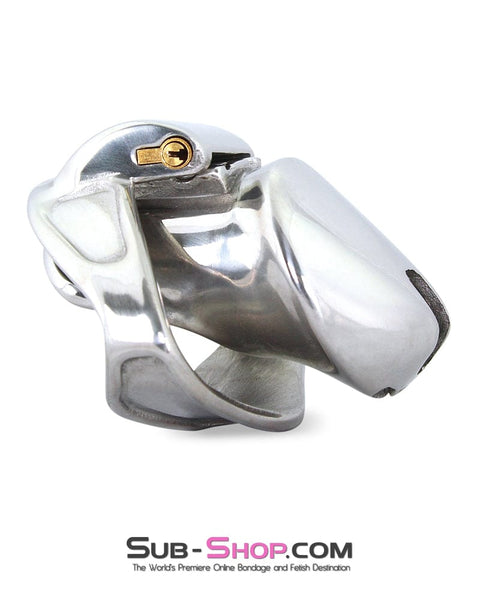 7227M      Short Dick Steele High Security Chastity Cock Cage with Medium Cock Cuff Chastity   , Sub-Shop.com Bondage and Fetish Superstore