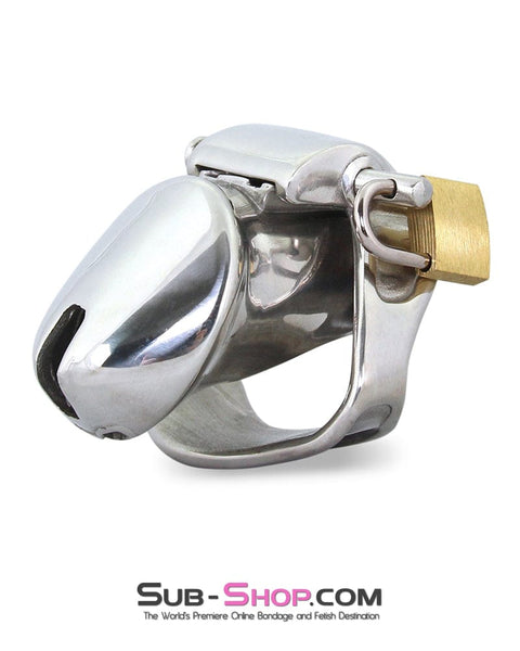 7227M      Short Dick Steele High Security Chastity Cock Cage with Medium Cock Cuff Chastity   , Sub-Shop.com Bondage and Fetish Superstore