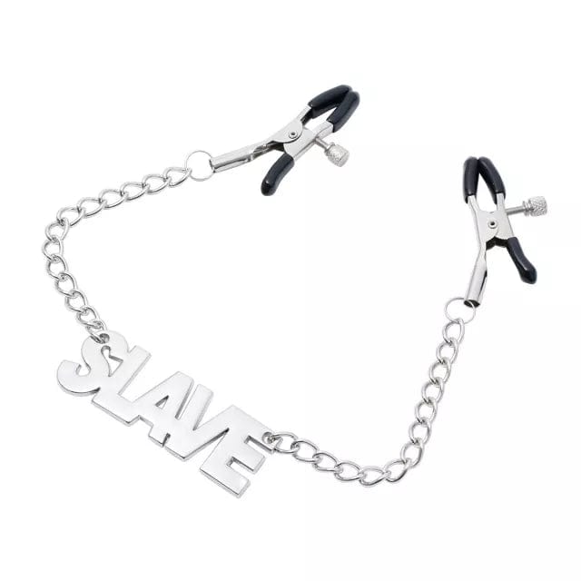 7282DL      SLAVE Adjustable Nipple Clamps with SLAVE Tag Nipple Clamp   , Sub-Shop.com Bondage and Fetish Superstore