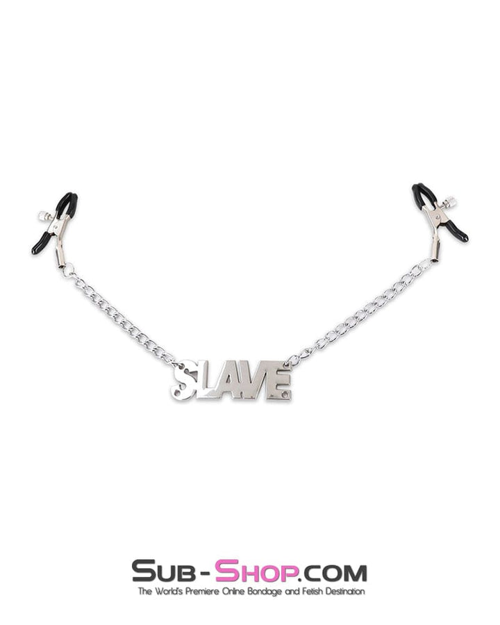 7282DL      SLAVE Adjustable Nipple Clamps with SLAVE Tag Nipple Clamp   , Sub-Shop.com Bondage and Fetish Superstore