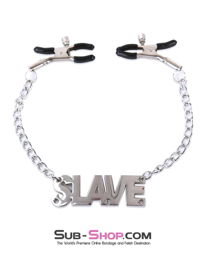 7282DL      SLAVE Adjustable Nipple Clamps with SLAVE Tag Nipple Clamp   , Sub-Shop.com Bondage and Fetish Superstore