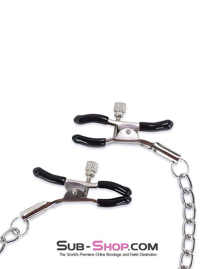 7283DL      SLUT Adjustable Nipple Clamps with SLUT Tag Nipple Clamp   , Sub-Shop.com Bondage and Fetish Superstore