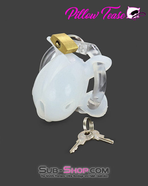 7416AE      Short White Silicone Chastity with Brass Padlock Chastity   , Sub-Shop.com Bondage and Fetish Superstore