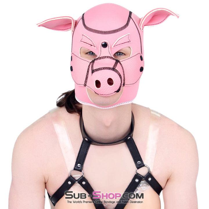 7784M Serve Me Pig Bondage Hood with Snap Off Nose Hoods , Sub-Shop.com Bondage and Fetish Superstore