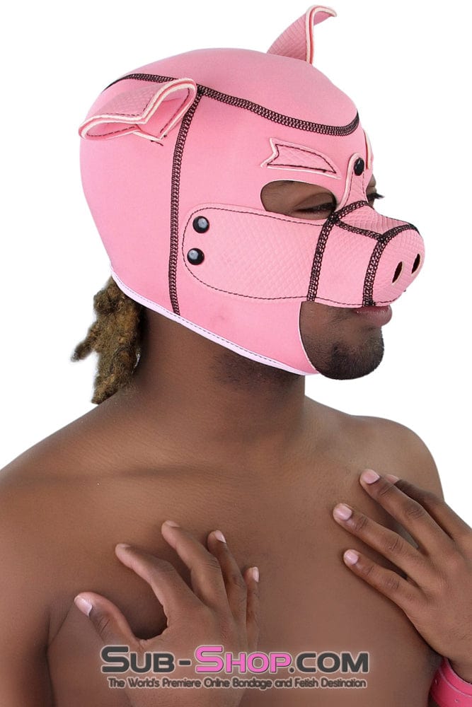 7784M Serve Me Pig Bondage Hood with Snap Off Nose Hoods , Sub-Shop.com Bondage and Fetish Superstore