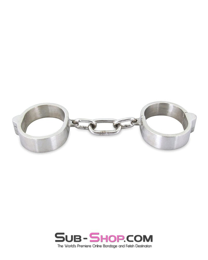 8753M      Captive Slave Chromed Steel Wrist Cuffs, Large / Extra Large Steel Bondage   , Sub-Shop.com Bondage and Fetish Superstore