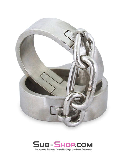 8753M      Captive Slave Chromed Steel Wrist Cuffs, Large / Extra Large - MEGA Deal MEGA Deal   , Sub-Shop.com Bondage and Fetish Superstore