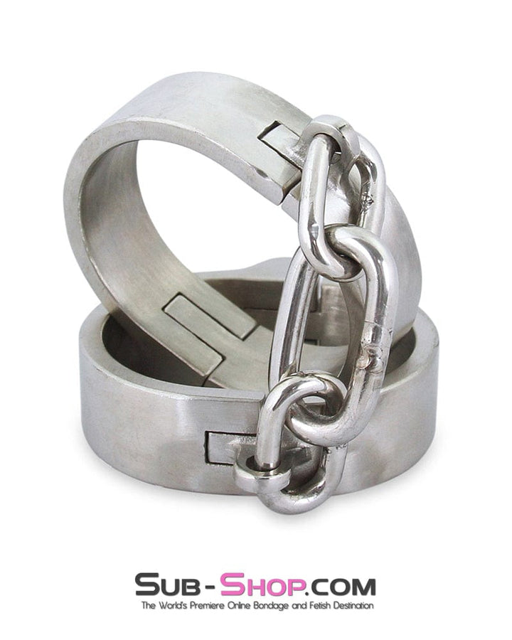 8753M      Captive Slave Chromed Steel Wrist Cuffs, Large / Extra Large Steel Bondage   , Sub-Shop.com Bondage and Fetish Superstore
