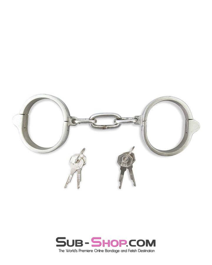 8753M      Captive Slave Chromed Steel Wrist Cuffs, Large / Extra Large Steel Bondage   , Sub-Shop.com Bondage and Fetish Superstore