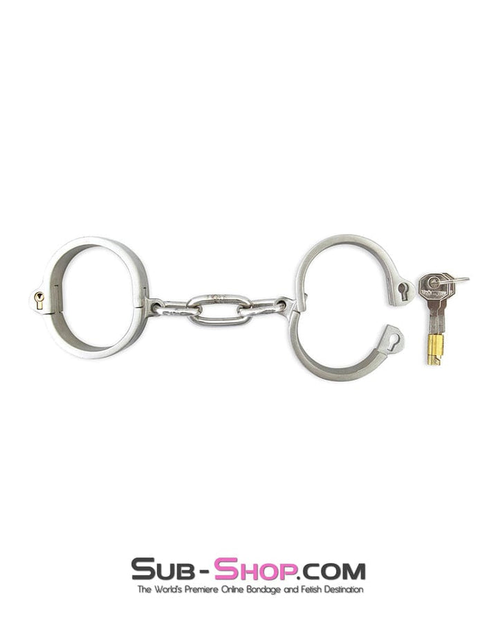 8753M      Captive Slave Chromed Steel Wrist Cuffs, Large / Extra Large Steel Bondage   , Sub-Shop.com Bondage and Fetish Superstore