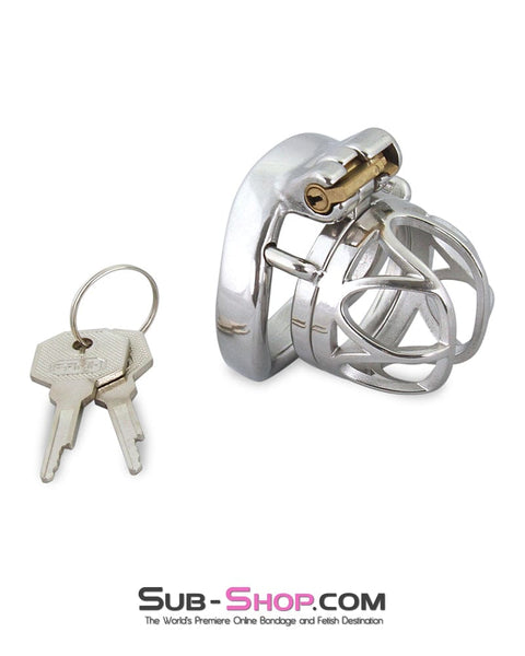 7812M      The Brig Small Steel Cock Cage Chastity with Small Cock Ring Chastity   , Sub-Shop.com Bondage and Fetish Superstore