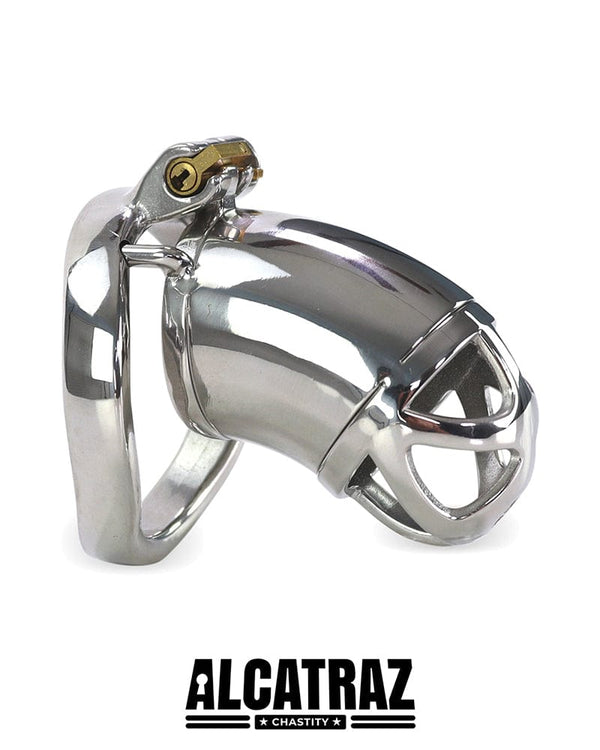 7821M      Steel Locking Cock Cage with Curved Base Ring Cock Cage   , Sub-Shop.com Bondage and Fetish Superstore