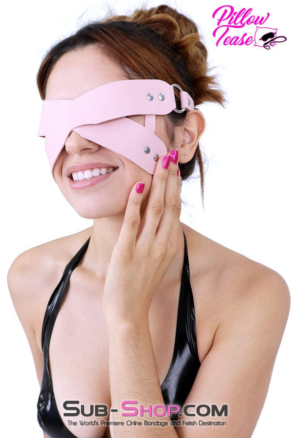7833DL      Pink Criss Cross Vegan Leather Blindfold Blindfold   , Sub-Shop.com Bondage and Fetish Superstore