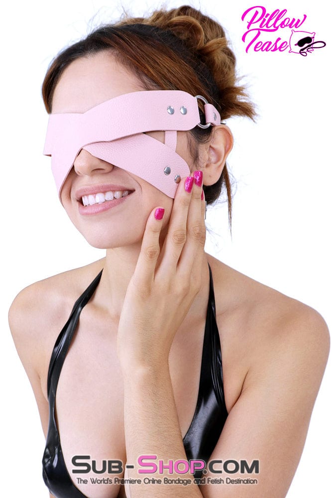 7833DL      Pink Criss Cross Vegan Leather Blindfold Blindfold   , Sub-Shop.com Bondage and Fetish Superstore
