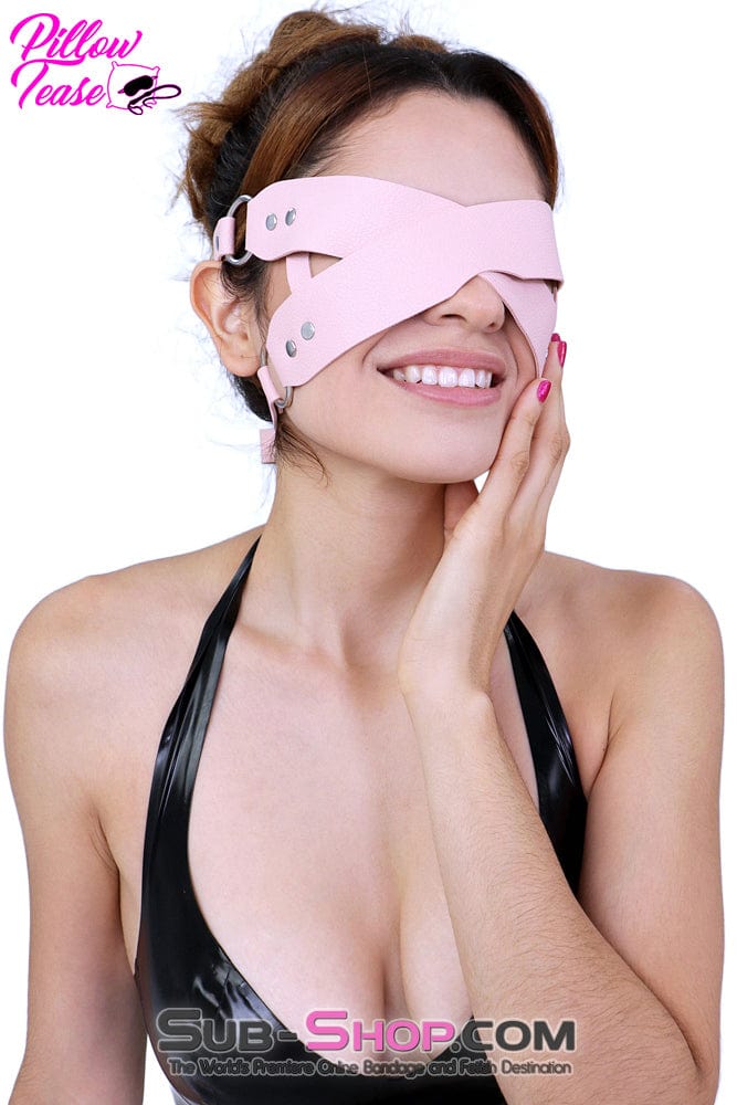 7833DL      Pink Criss Cross Vegan Leather Blindfold Blindfold   , Sub-Shop.com Bondage and Fetish Superstore