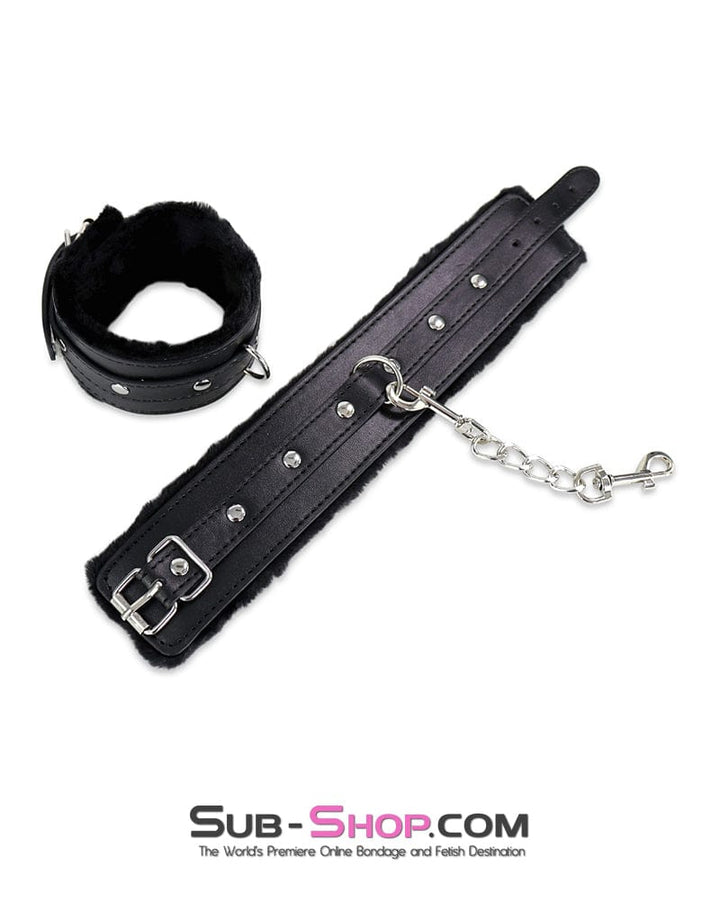 7867DL      Fur Lined Ankle Cuffs with Connection Chain Cuffs   , Sub-Shop.com Bondage and Fetish Superstore