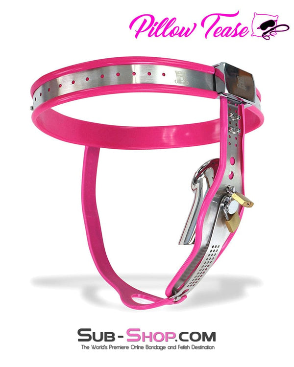 7913M      Sissy Bimbo Slut Feminizing Full Steel Chastity Belt with Pink Rubber Lining Sissy   , Sub-Shop.com Bondage and Fetish Superstore