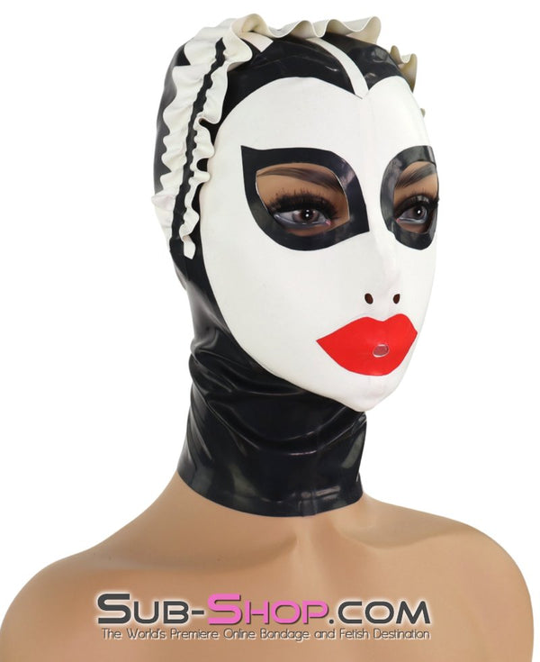 7947AE  The Perfect Maid Latex Maid Hood with Head Ruffle and Painted Lips
