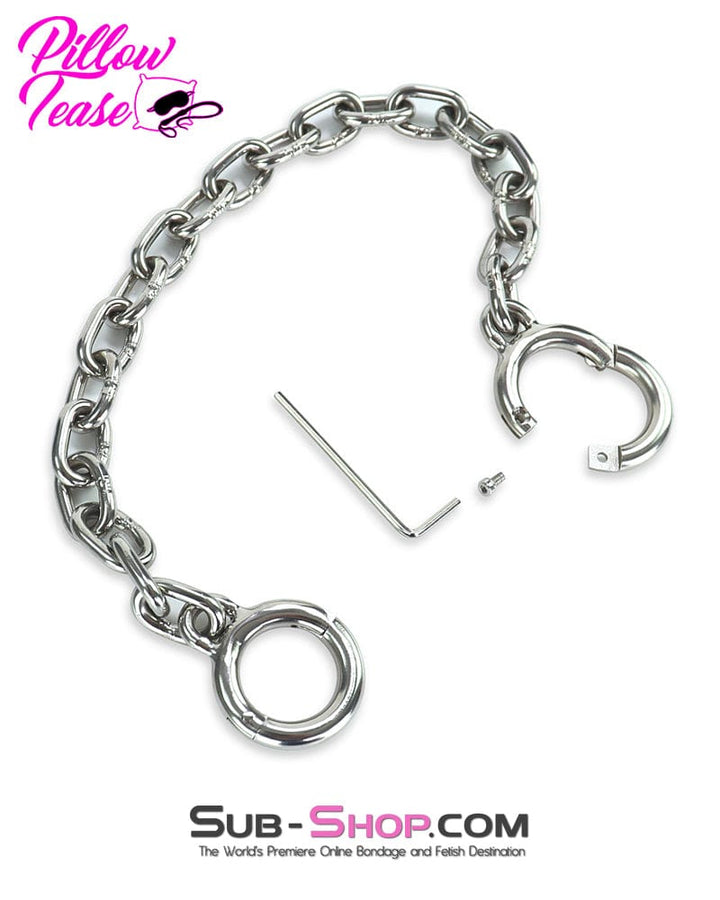 8831M      Stainless Steel Toe Cuffs with Chain Cuffs   , Sub-Shop.com Bondage and Fetish Superstore