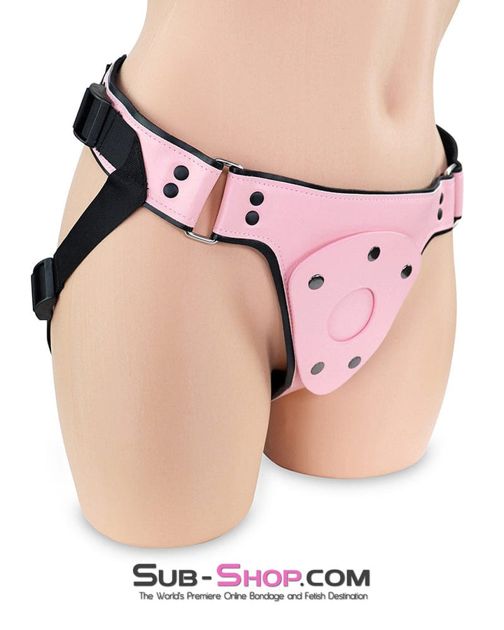 8873DL-SIS Femme Domme Pretty Pink Sissy Boi Professional Dominatrix and Black Strap on Harness Sissy , Sub-Shop.com Bondage and Fetish Superstore