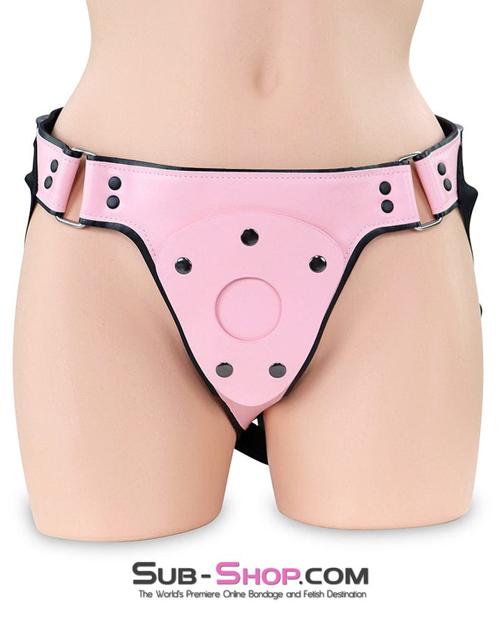 8873DL-SIS Femme Domme Pretty Pink Sissy Boi Professional Dominatrix and Black Strap on Harness Sissy , Sub-Shop.com Bondage and Fetish Superstore