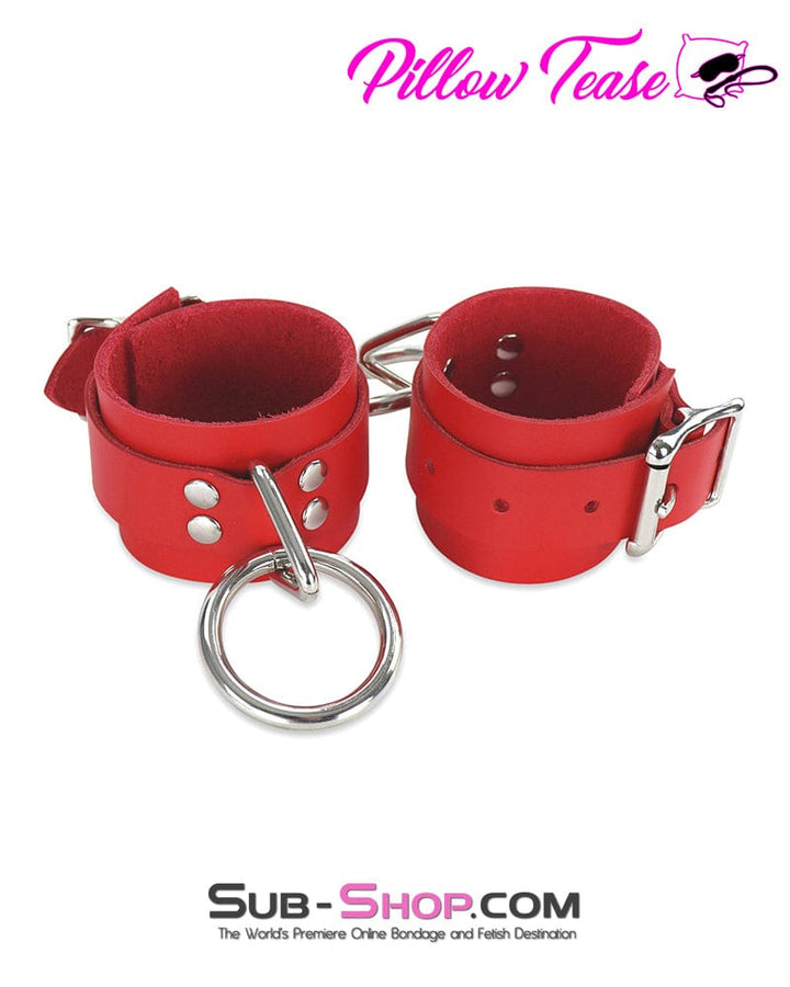 9084A      <b>BOGO!</b> Hand Crafted Leather Red Fantasy Bondage Wrist Cuffs Cuffs   , Sub-Shop.com Bondage and Fetish Superstore