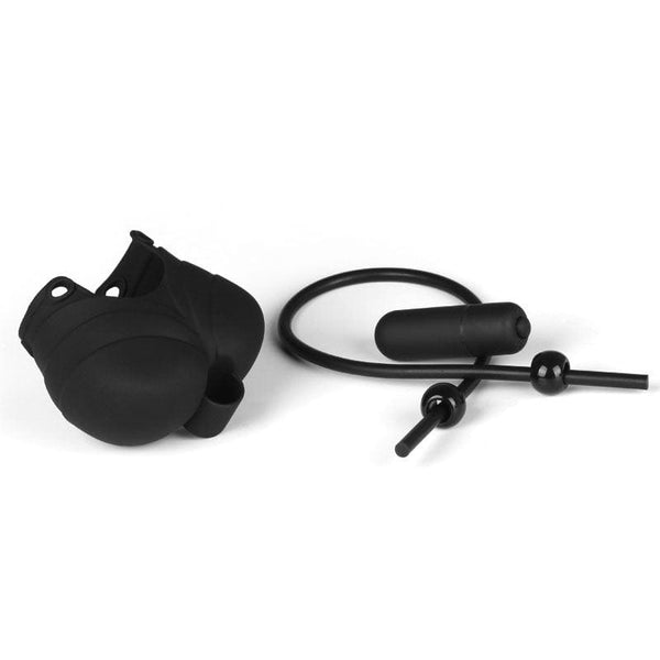 9099M 10 Function Vibrating Silicone Ball Sack with Rubber Cock Tie Cord Cock Cage , Sub-Shop.com Bondage and Fetish Superstore