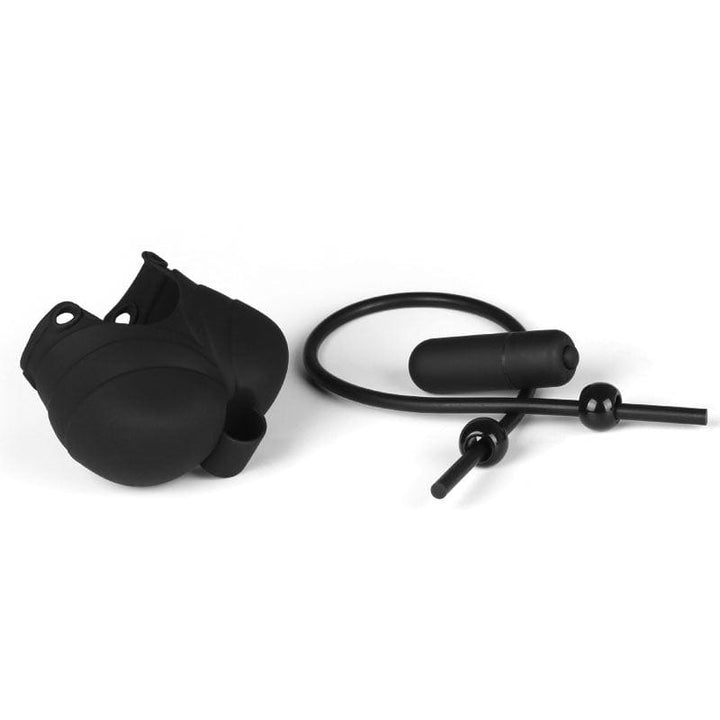 9099M 10 Function Vibrating Silicone Ball Sack with Rubber Cock Tie Cord Cock Cage , Sub-Shop.com Bondage and Fetish Superstore