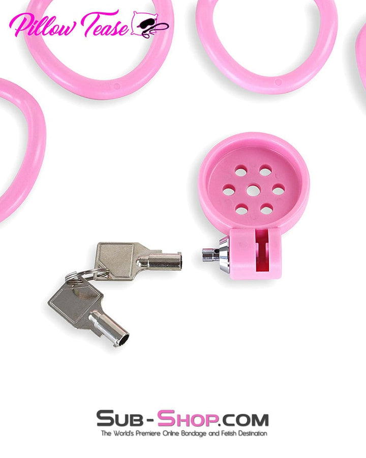9334DL Ultra-Secure Flat Pink Locking Chastity Cage with 5 Adjustable Rings Chastity , Sub-Shop.com Bondage and Fetish Superstore