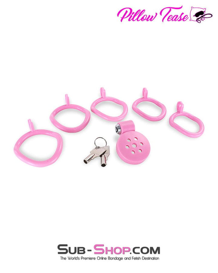 9334DL Ultra-Secure Flat Pink Locking Chastity Cage with 5 Adjustable Rings Chastity , Sub-Shop.com Bondage and Fetish Superstore