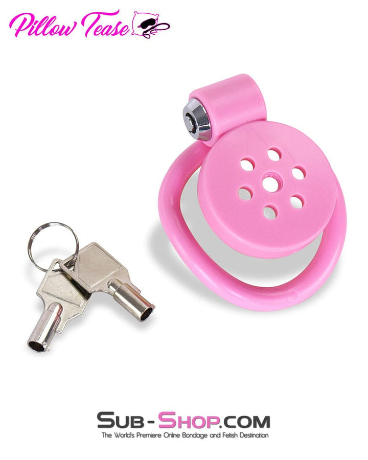 9334DL Ultra-Secure Flat Pink Locking Chastity Cage with 5 Adjustable Rings Chastity , Sub-Shop.com Bondage and Fetish Superstore