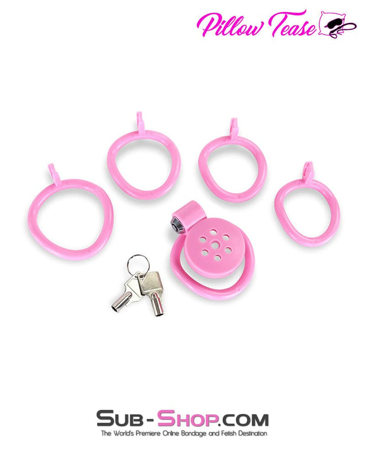 9334DL Ultra-Secure Flat Pink Locking Chastity Cage with 5 Adjustable Rings Chastity , Sub-Shop.com Bondage and Fetish Superstore