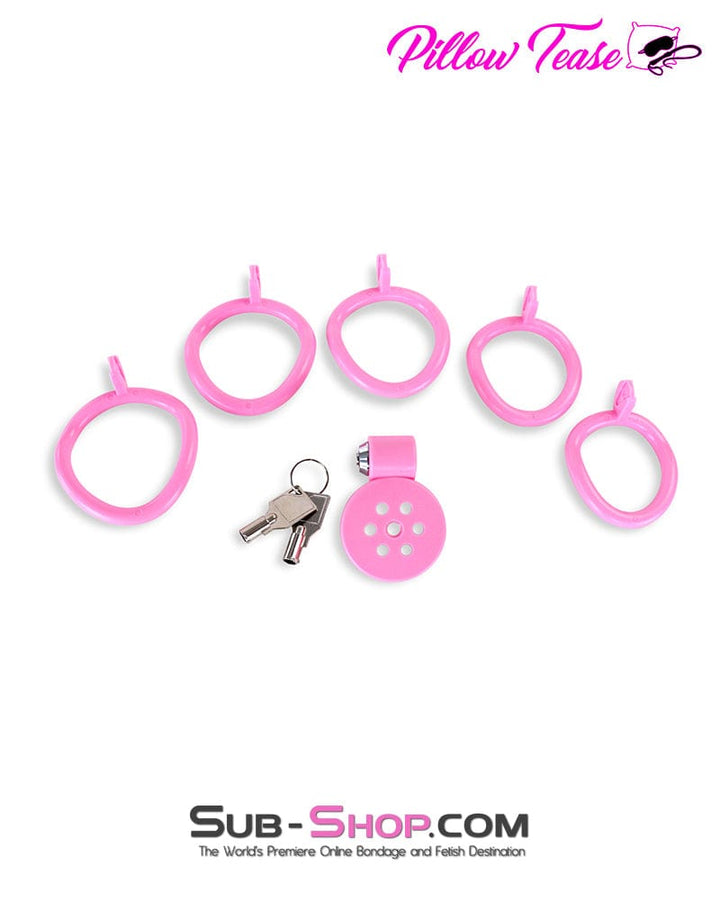 9334DL Ultra-Secure Flat Pink Locking Chastity Cage with 5 Adjustable Rings Chastity , Sub-Shop.com Bondage and Fetish Superstore
