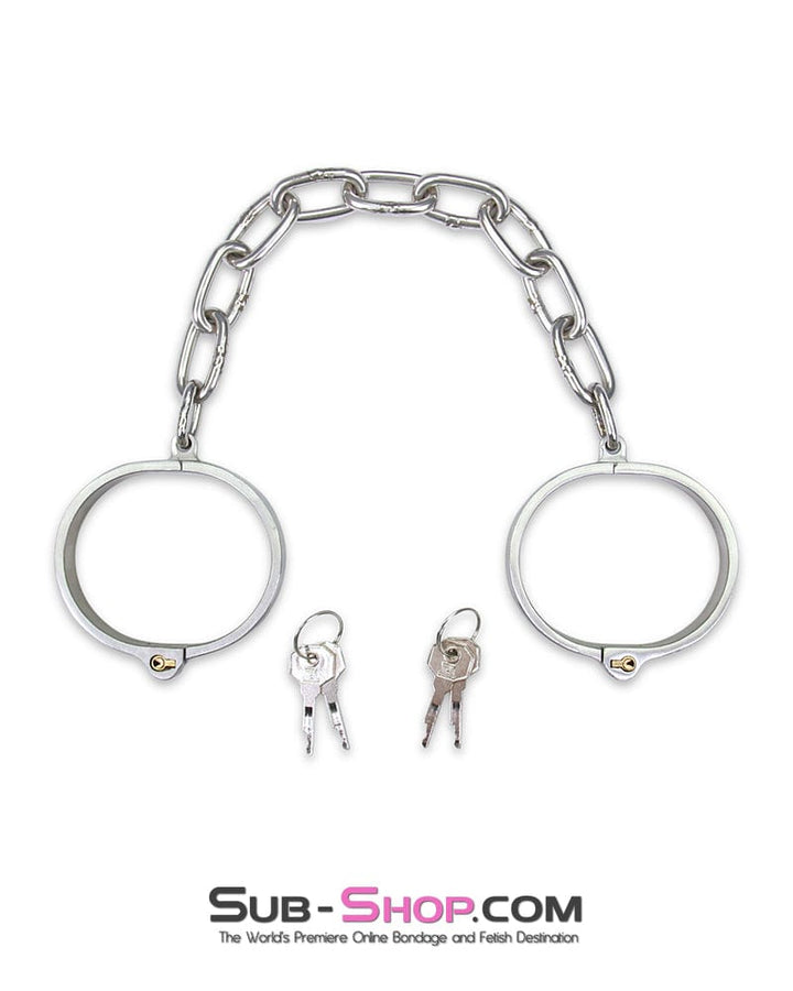 9755M      Captive Slave Chromed Steel Ankle Cuffs, Large / Extra Large Steel Bondage   , Sub-Shop.com Bondage and Fetish Superstore