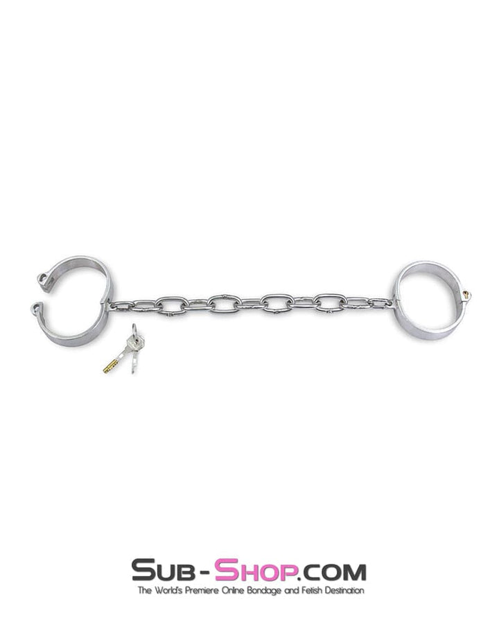 9755M      Captive Slave Chromed Steel Ankle Cuffs, Large / Extra Large Steel Bondage   , Sub-Shop.com Bondage and Fetish Superstore