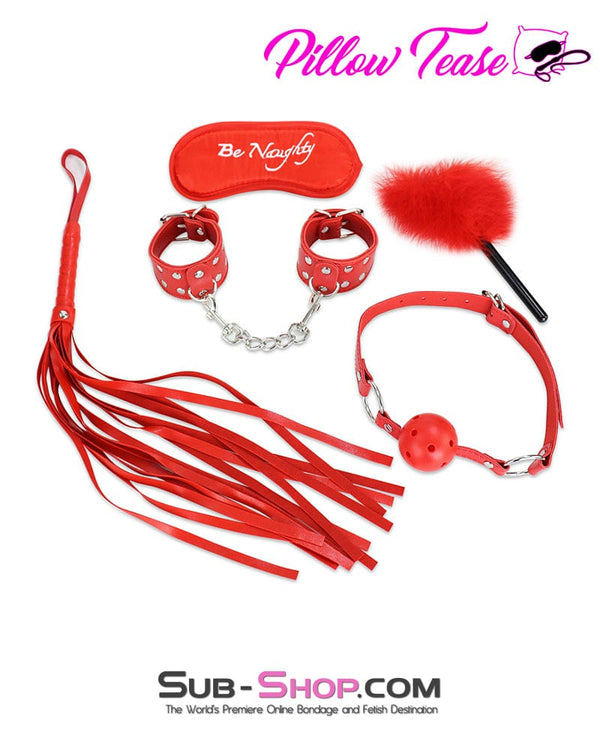 9868DL      Be Naughty 5 Pc Red Bondage Fantasy Kit Bondage Set   , Sub-Shop.com Bondage and Fetish Superstore