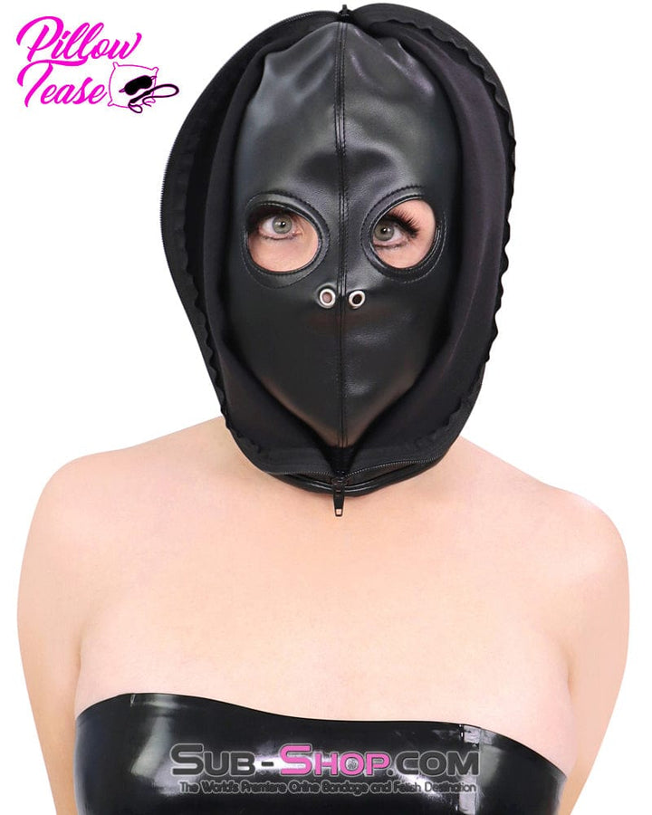 9879M Strict Full Bondage Hood with Open Eyes and Zip Close Outer Hood Hoods , Sub-Shop.com Bondage and Fetish Superstore