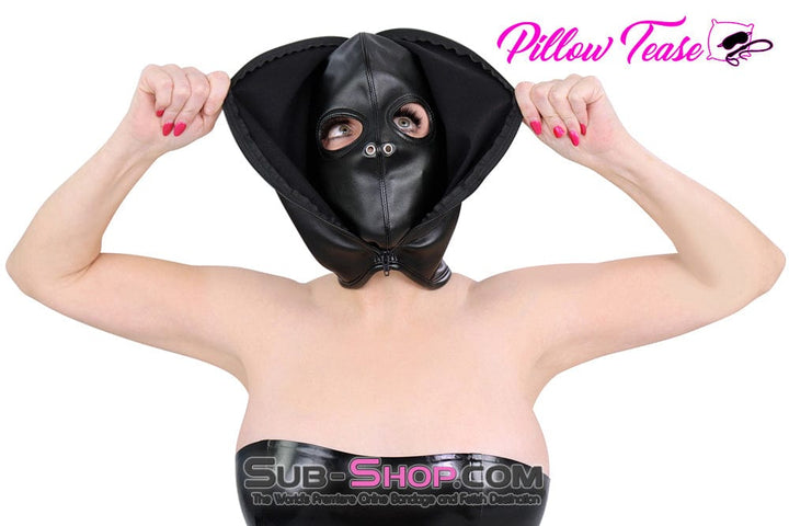 9879M Strict Full Bondage Hood with Open Eyes and Zip Close Outer Hood Hoods , Sub-Shop.com Bondage and Fetish Superstore