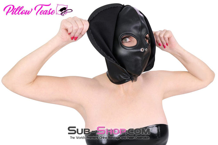9879M Strict Full Bondage Hood with Open Eyes and Zip Close Outer Hood Hoods , Sub-Shop.com Bondage and Fetish Superstore