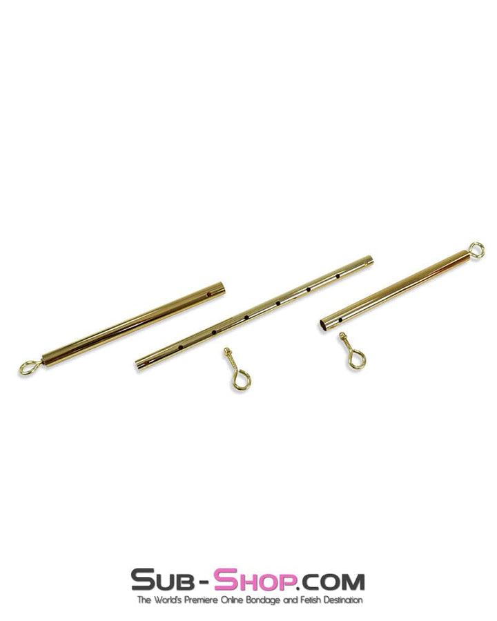 9881DL      Gold Adjustable Steel Bondage Spreader Bar with 4 Attachment Points Spreader Bar   , Sub-Shop.com Bondage and Fetish Superstore