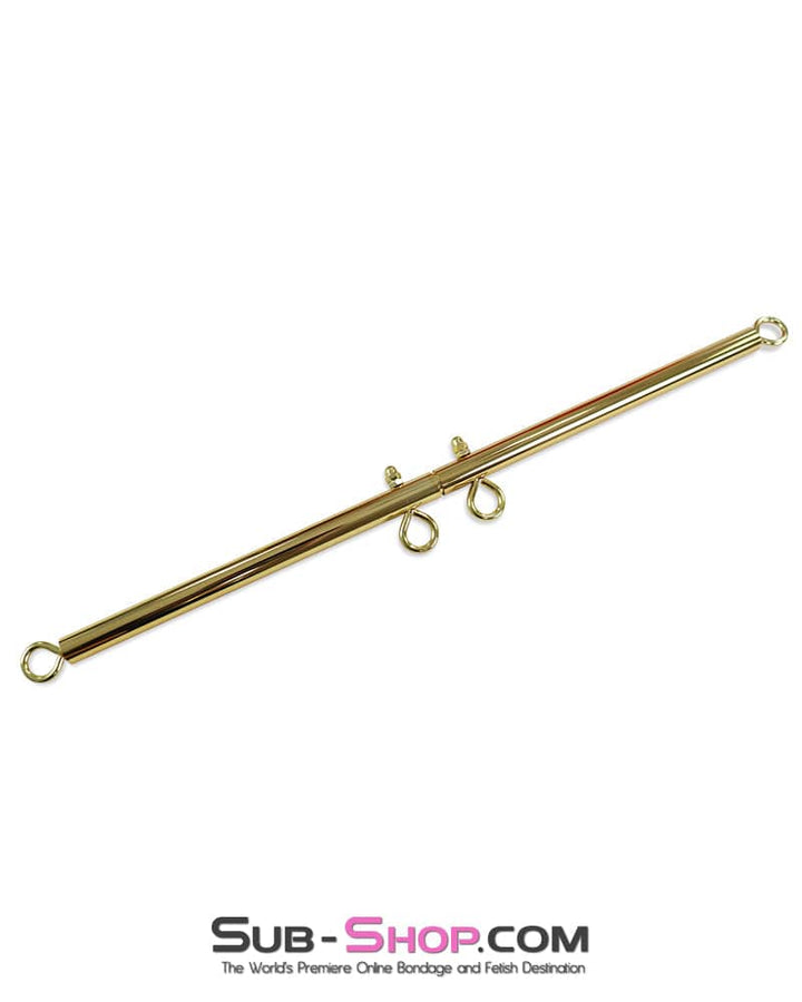9881DL      Gold Adjustable Steel Bondage Spreader Bar with 4 Attachment Points Spreader Bar   , Sub-Shop.com Bondage and Fetish Superstore