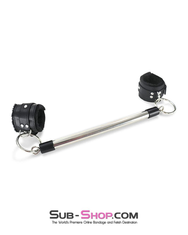 9889DL      Faux Fur Lined Bondage Cuff Spreader Bar Set Spreader Bar   , Sub-Shop.com Bondage and Fetish Superstore