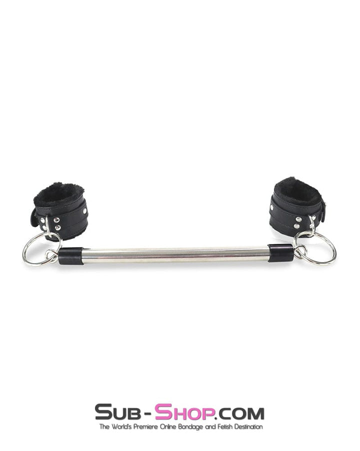 9889DL      Faux Fur Lined Bondage Cuff Spreader Bar Set Spreader Bar   , Sub-Shop.com Bondage and Fetish Superstore