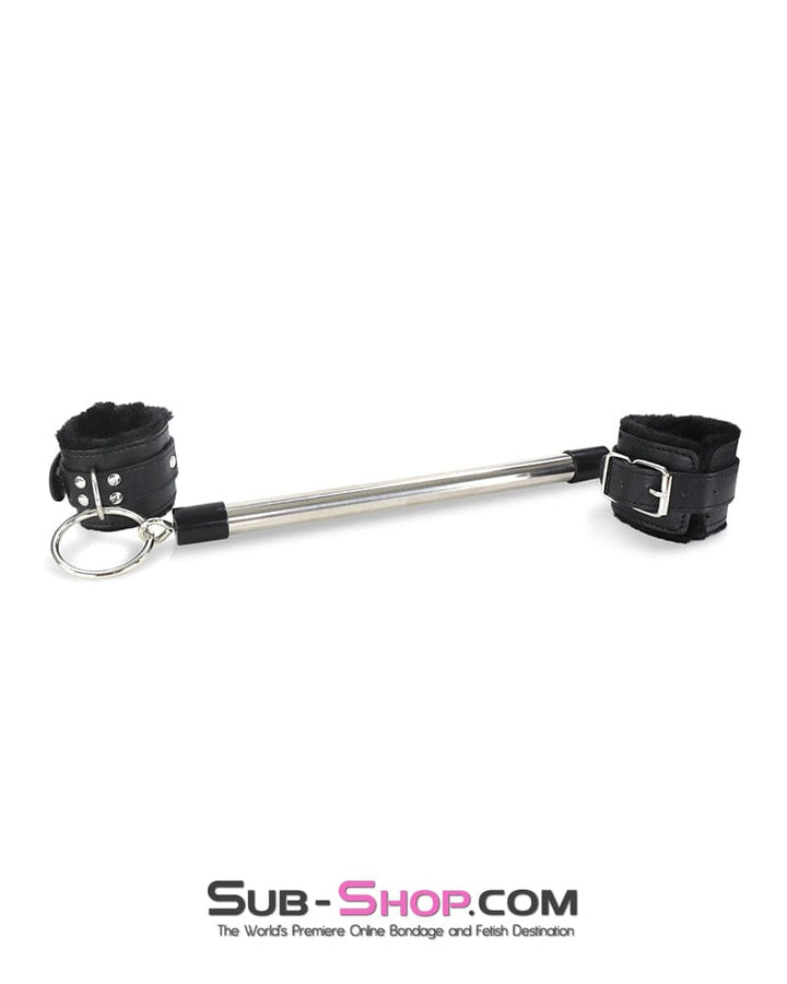 9889DL      Faux Fur Lined Bondage Cuff Spreader Bar Set Spreader Bar   , Sub-Shop.com Bondage and Fetish Superstore