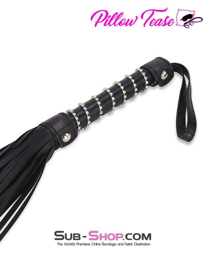 9952RS-SIS Sissy Play Elegant Rhinestone Chain Handle 18" Black Whip Fetish Accessory Sissy , Sub-Shop.com Bondage and Fetish Superstore