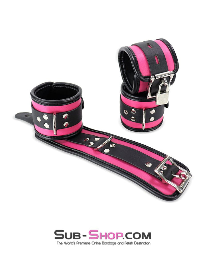 9995DL-SIS Hot Pink Sissy 6 Piece Bondage Collar, Wrist Cuffs, Ankle Cuffs and Blindfold Set Sissy , Sub-Shop.com Bondage and Fetish Superstore