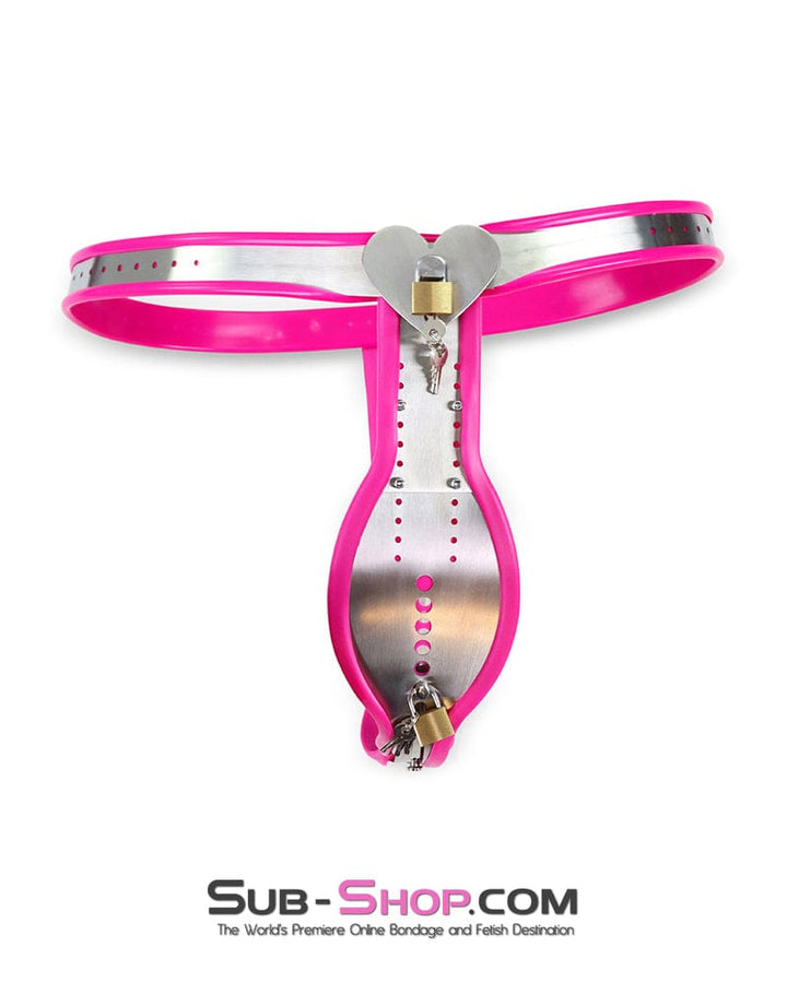 9997M Domina’s Discipline Steel Male Chastity Tube Belt with Pink Rubber Lining Chastity , Sub-Shop.com Bondage and Fetish Superstore
