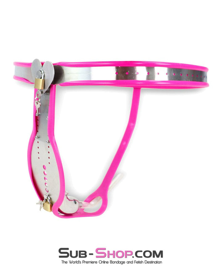 9997M Domina’s Discipline Steel Male Chastity Tube Belt with Pink Rubber Lining Chastity , Sub-Shop.com Bondage and Fetish Superstore