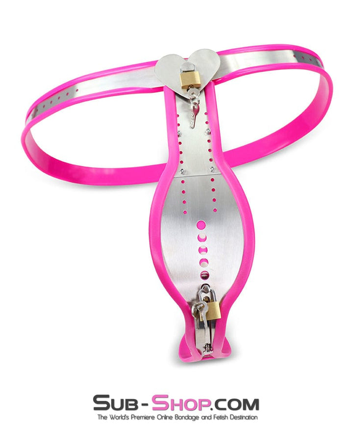 9997M Domina’s Discipline Steel Male Chastity Tube Belt with Pink Rubber Lining Chastity , Sub-Shop.com Bondage and Fetish Superstore