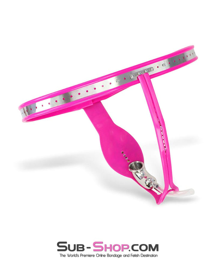 9997M Domina’s Discipline Steel Male Chastity Tube Belt with Pink Rubber Lining Chastity , Sub-Shop.com Bondage and Fetish Superstore